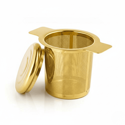 Luxe Basket Infuser with Lid- Golden & Silver