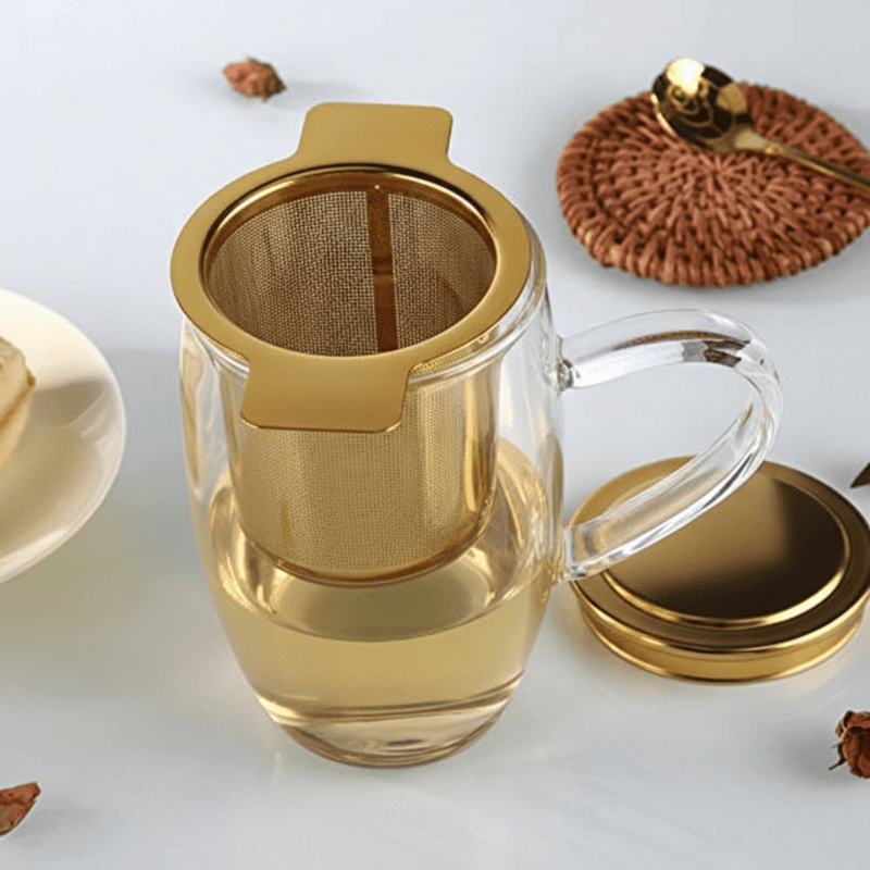 Luxe Basket Infuser with Lid- Golden & Silver